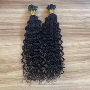 カーリーフラットチップヘアエクステンション ケラチンカプセル 100% 人間のレミーヘア ナチュラルフュージョンヘアエクステンション 100 個/セット