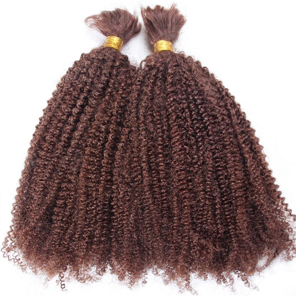 Dark Auburn 100g Human Hair Braiding Afro Kinky Curly Brazilian Remy Hair Bulk Crochet Braids Color #33 No Weft