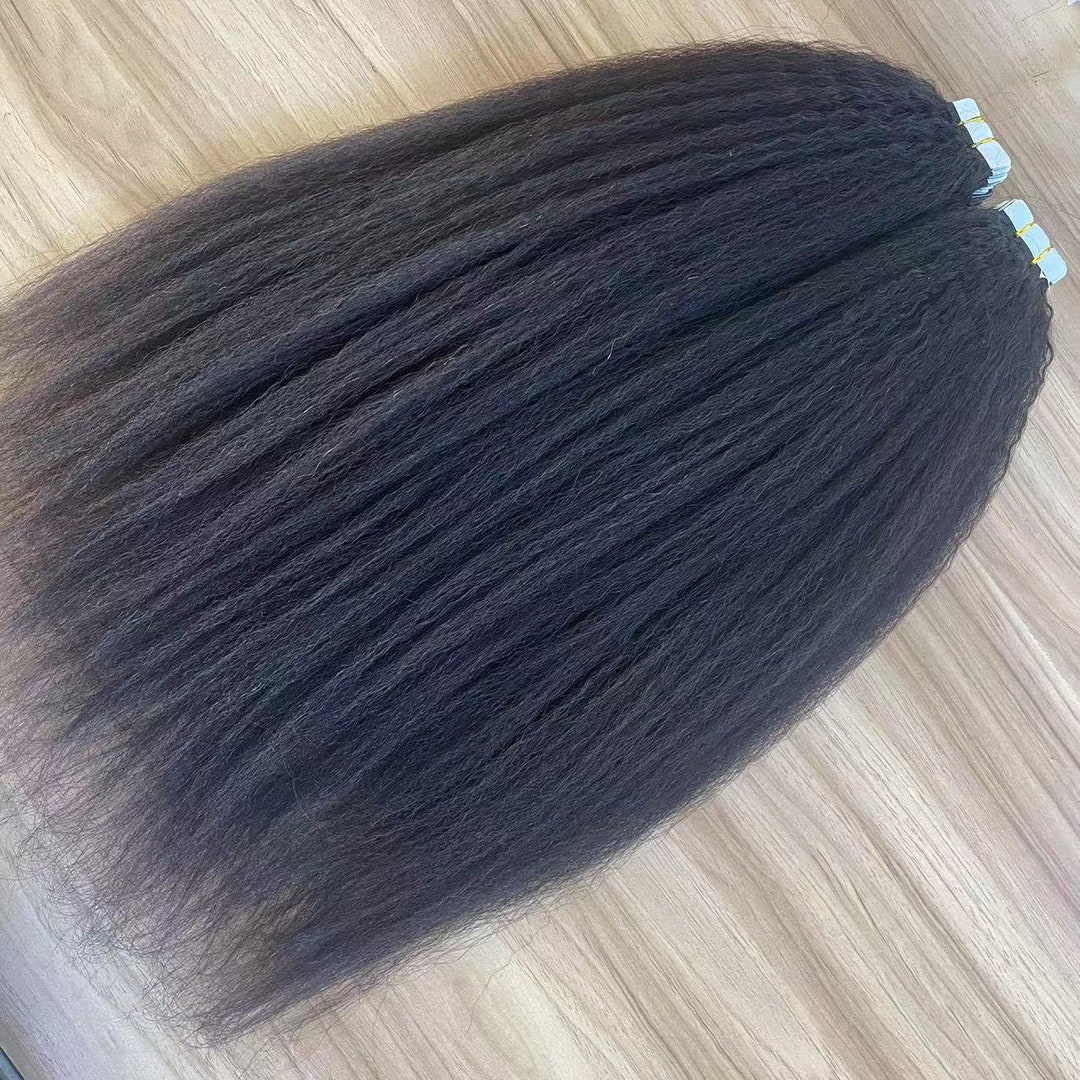 Kinky Straight Tape in Human Hair Extensions Brazilian Remy Human Hair
