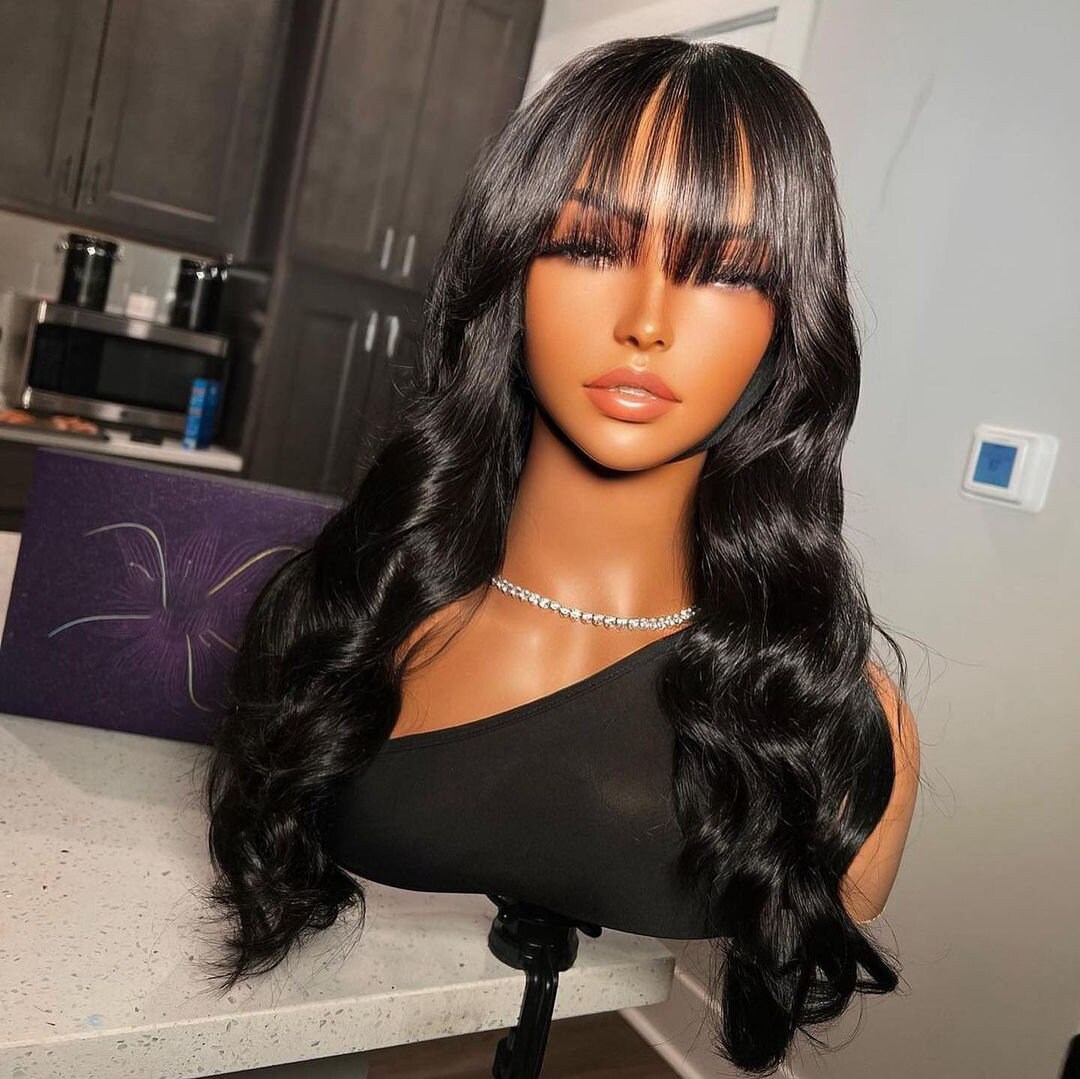 Body Wave Brazilian Remy Human Hair Lace Front Wigs With Bangs - Etsy Body Wave Brazilian Remy Human Hair Lace Front Wigs With Bangs - Etsy