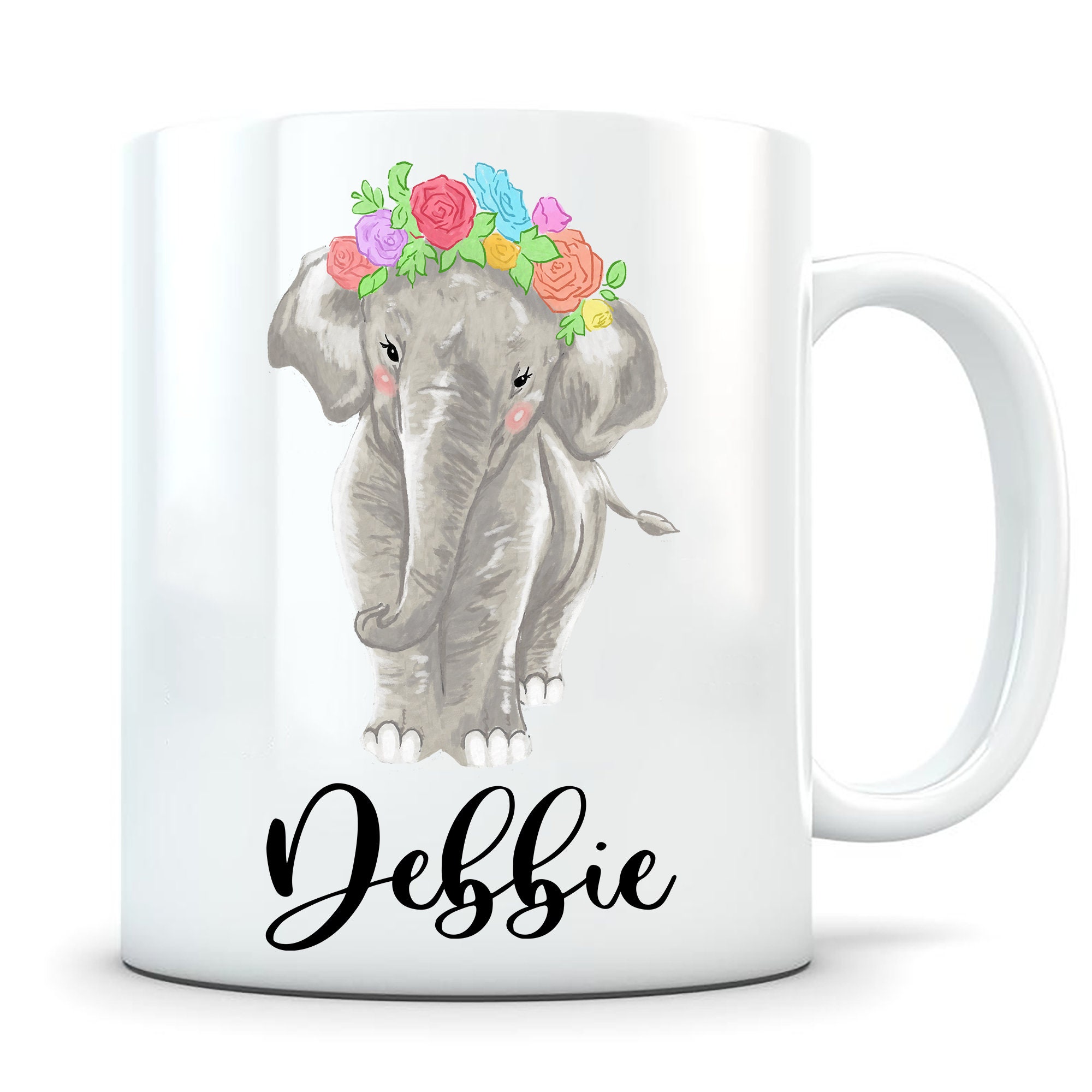 Personalized Elephant Mug Elephant Cup Elephant Name Gift Etsy