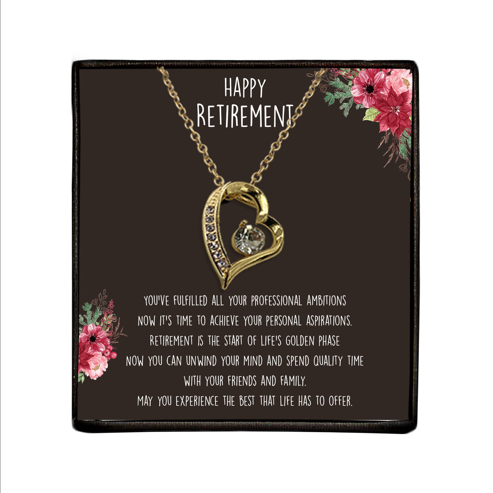 Happy Retirement Necklace Retirement Jewelry Retirement Etsy