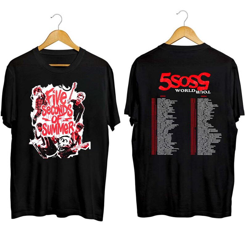 5 Seconds of Summer World Tour 2023 2024 Shirt 5SOS Fan Etsy Canada