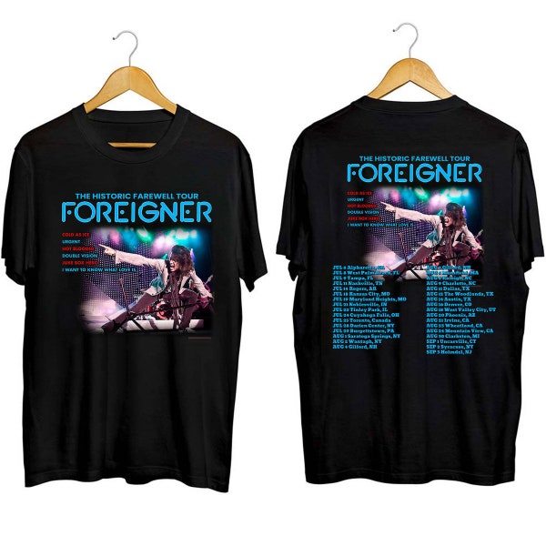 Foreigner Band Inspired Black T-Shirt With Electric Guitar