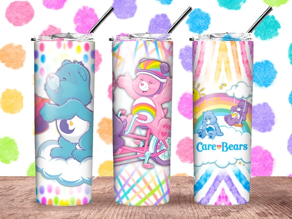 Handmade Care Bear Trio Tumbler With Lid and Straw 