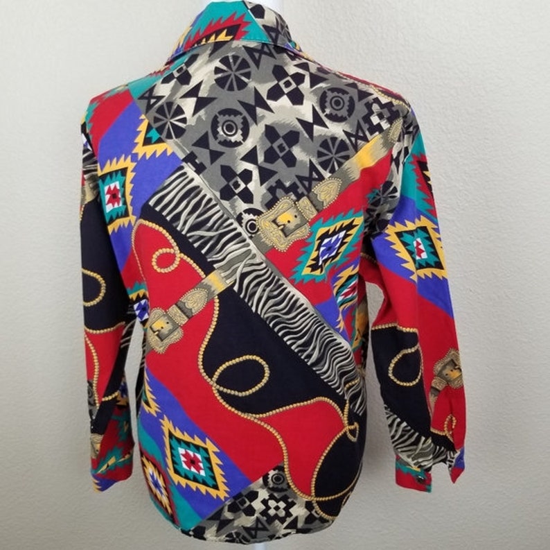Vintage Colorful Everything Button Down Shirt Sz S