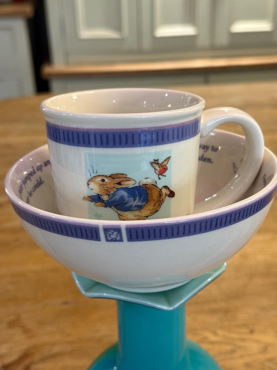 Peter Rabbit Vintage Bowl and Mug in Perfect Unused Condition Made