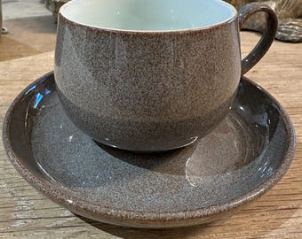 Denby classic style greystone cups and saucers in unused condition