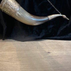 Coleção vintage osso de prata russo niello bebendo chifre