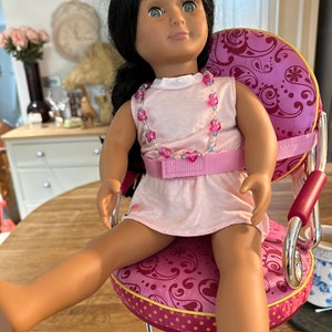 Our generation dark haired doll made in USA with moving russ and fall barber chair