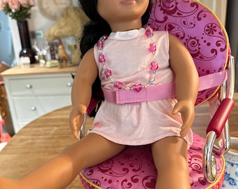 Our generation dark haired doll made in USA with moving russ and fall barber chair