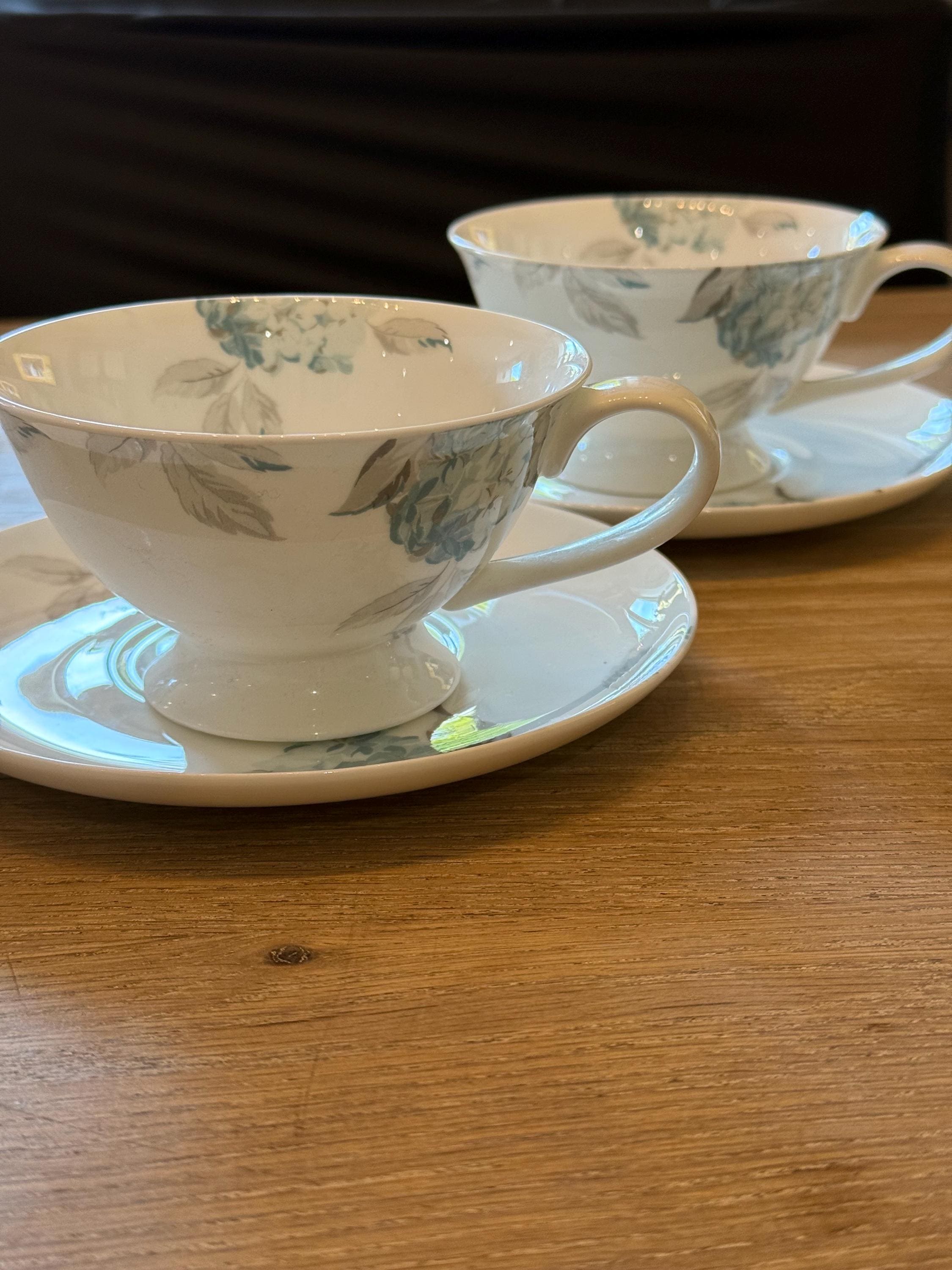 Laura Ashley X 2 Sets Hydrangea Cups and Saucers in Perfect Unused