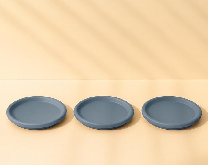 Handmade Concrete Tray Set of 3 – Modern Minimalist Round 5” Decorative Trays | Jewelry Dish, Candle Holder, Entryway Catchall, Home Decor