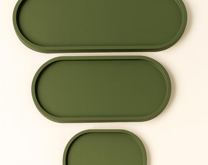 Handmade Concrete Oval Tray: Minimalist Jewelry, Candle & Vanity Organizer