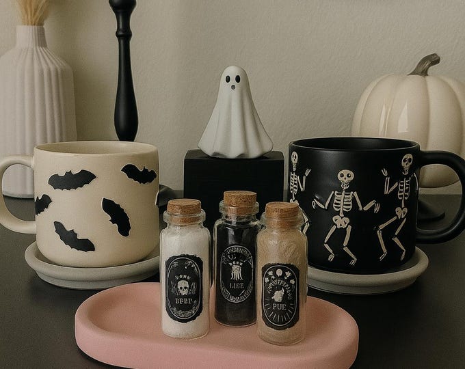 Handmade Concrete Oval Tray: Halloween Decor - Modern Minimalist