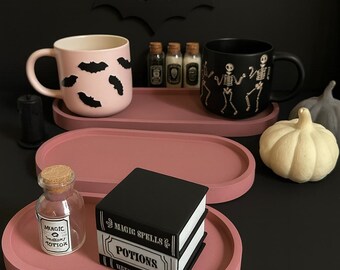 Handmade Concrete Oval Tray: Halloween Decor - Gothic Boho Home Decor