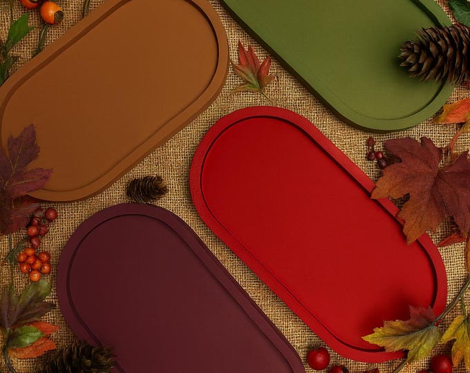 Handmade Concrete Oval Tray: Minimalist Home Decor Organizer