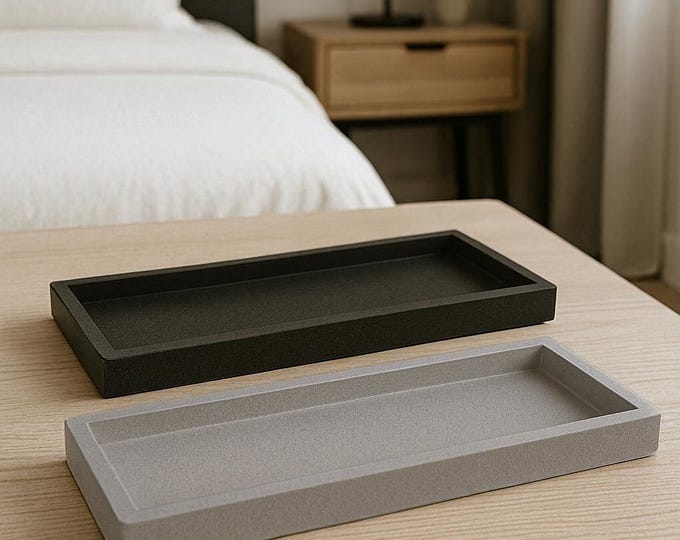 Handmade Concrete Rectangle Tray – Modern Minimalist Home Décor