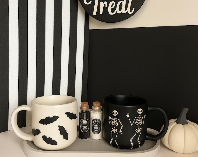 Handmade Concrete Oval Tray: Halloween Decor - Modern Minimalist