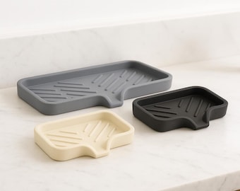 Concrete Soap Dish with Drainage: Modern Bathroom Soap Holder