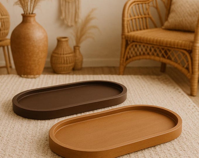 Handcrafted Oval Concrete Serving Tray – Modern Boho Home Décor (3 Sizes)