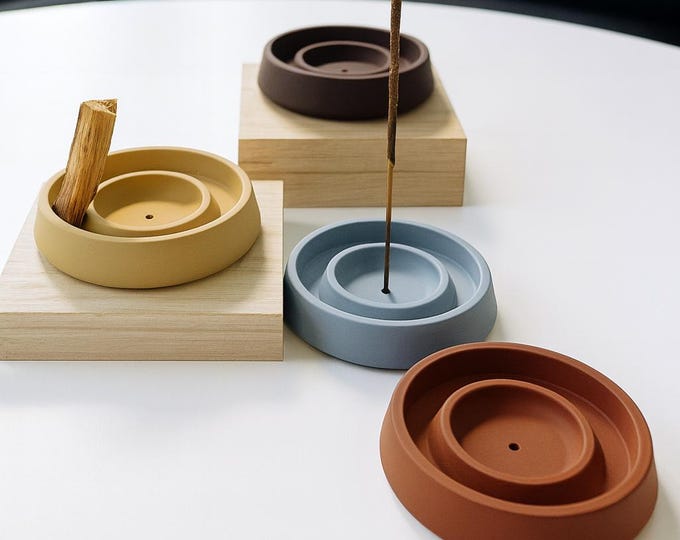 Handmade Concrete Incense Holder – Multi-Purpose Burner for Incense Sticks, Palo Santo, Sage, and Cones – Minimalist Home Decor