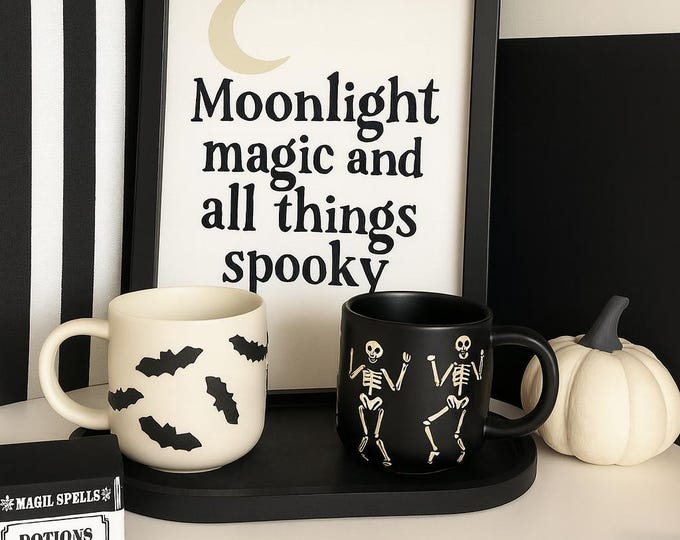 Handmade Concrete Oval Tray: Halloween Decor - Modern Minimalist