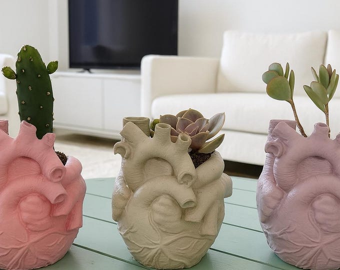 Concrete Human Anatomical Heart Shape Planter