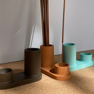 Incense holder and burner handmade of concrete