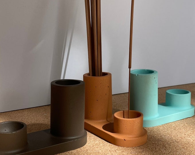 Incense holder and burner handmade of concrete