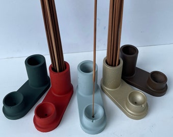 Incense burner and holder handmade of concrete