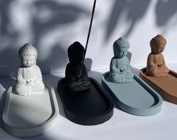 Handmade Concrete Incense Holder: Buddha Stick Burner