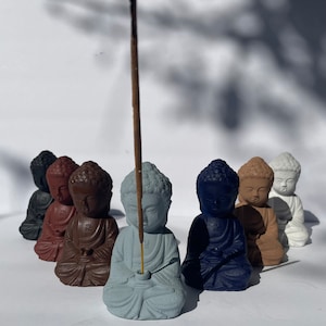 Handmade Concrete Mini Buddha Incense Holder: Zen Meditation Decor