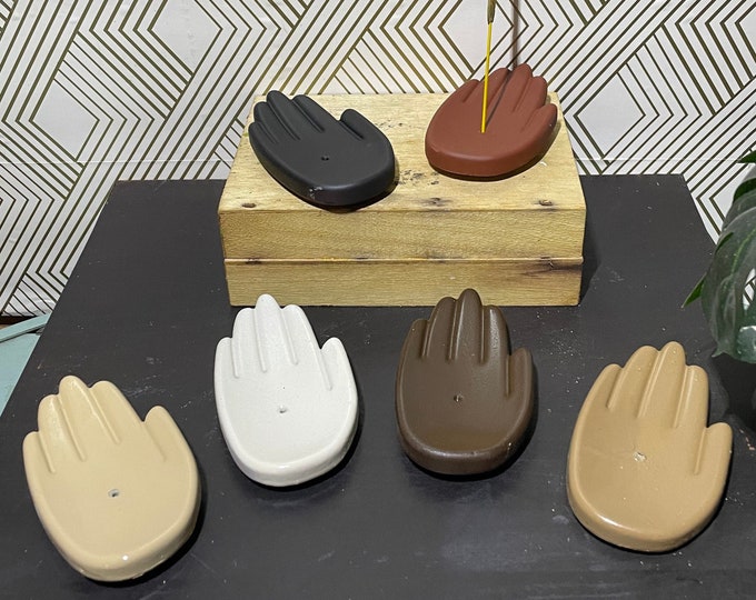 Cement Incense holder in hand-shaped