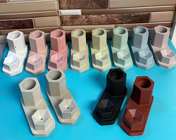 Geometric Concrete Incense Burner: Handmade Minimalist Zen Decor