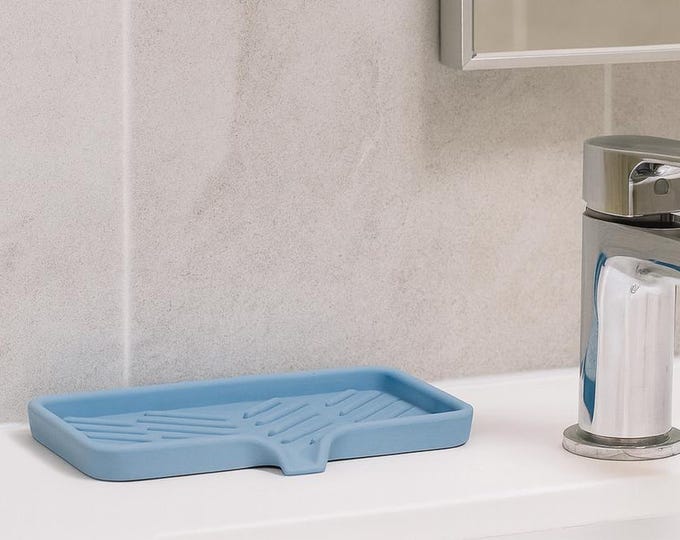 Concrete Draining Soap Dish: Modern Bathroom Soap Holder