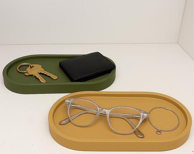 Handmade Concrete Oval Tray: Modern Vanity Organizer