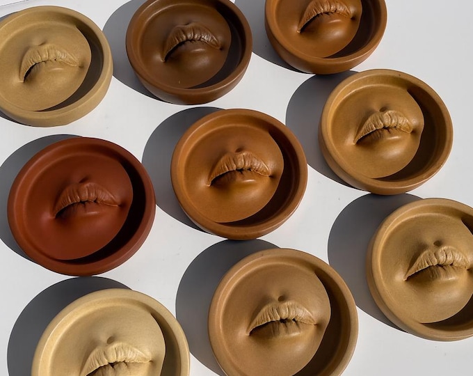 Concrete Lip Shaped Incense Holders in Neutral Colors