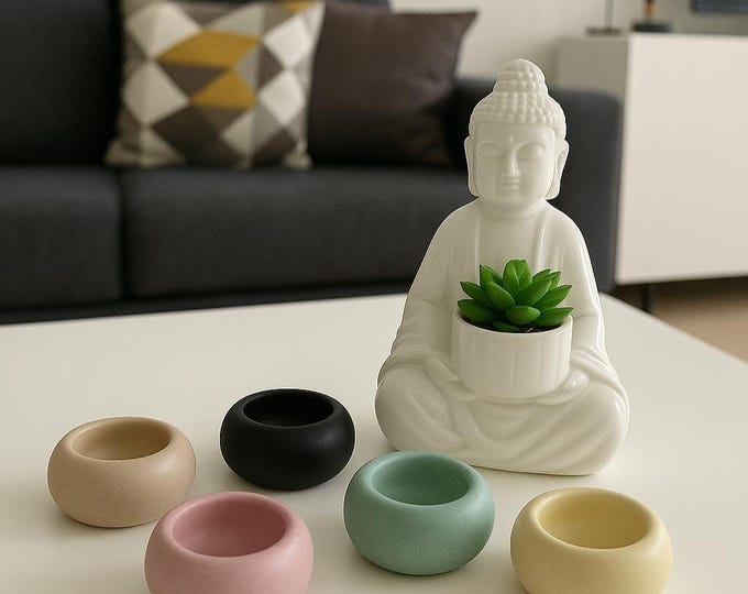 Handmade Concrete Incense Cone Holder Set: Minimalist Modern Home Decor