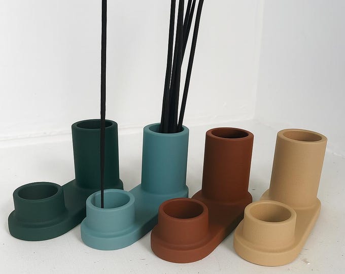 Handmade Concrete Incense Holder: Modern Boho Aromatherapy Tray, 20 Colors