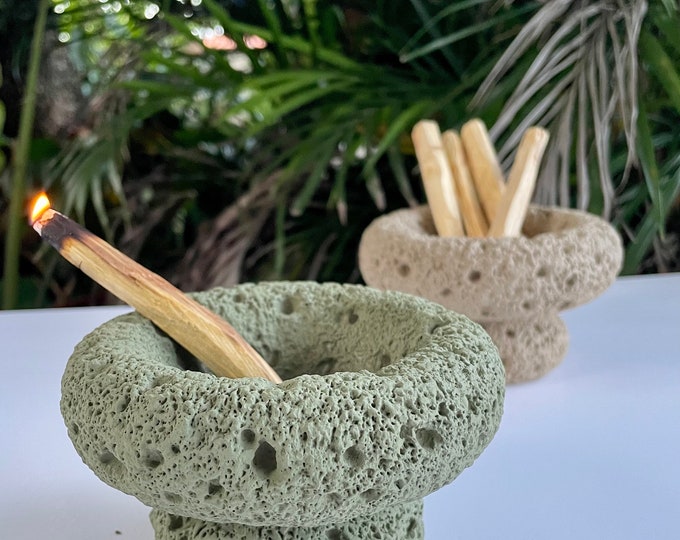 Handmade Concrete Palo Santo Burner: Lava Rock Style Boho Decor