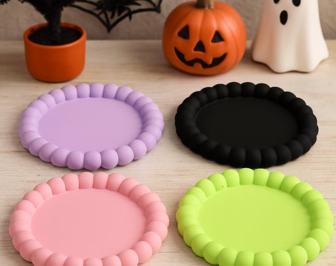 Handmade Concrete Beaded Tray: Halloween Decor, Jewelry Holder