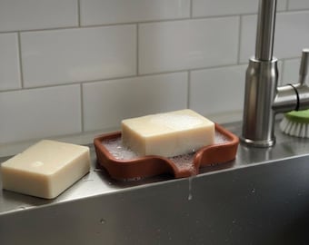 Handcrafted Concrete Soap Dish with Drain | Minimalist Stone Bar Soap Holder | Industrial Modern Bathroom Decor | Self Draining