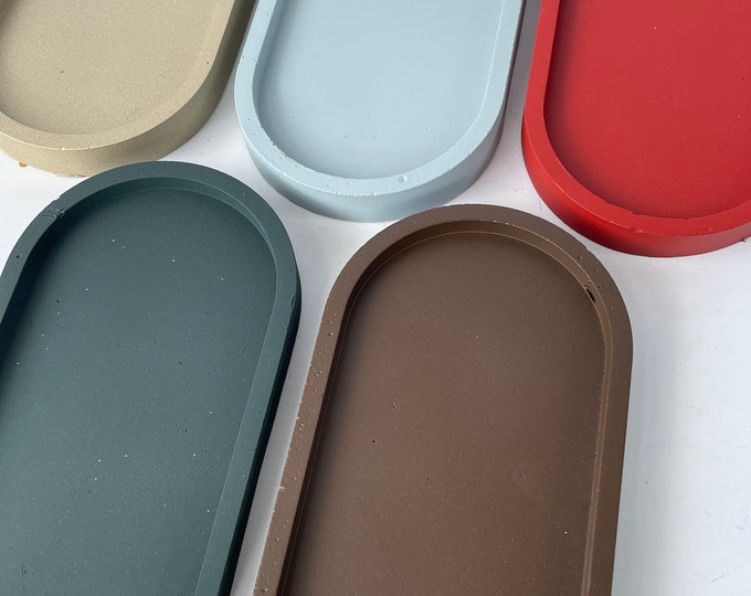 Concrete Oval Tray: Minimalist Home Decor, Vanity & Trinket Holder