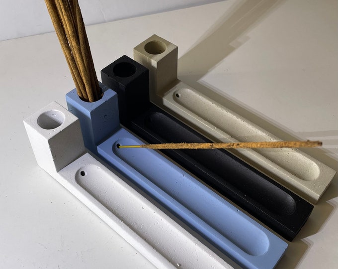 Incense Holder and Burner, Concrete Incense Stick Holder, Minimalist Incense Burner.