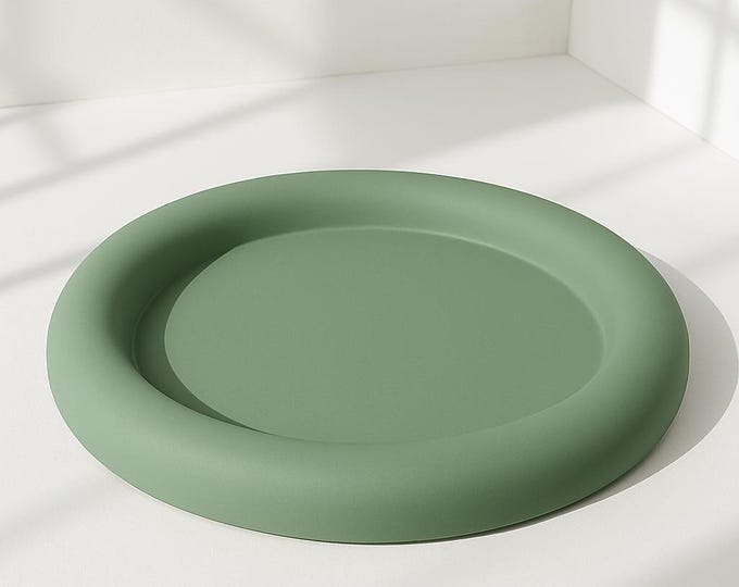 Concrete Jewelry Tray – Round 8” Minimalist Catch-All Dish – Handmade Modern Home Accent