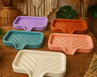Concrete Soap Dish with Drainage: Modern Bathroom Accessory