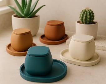 Modern Concrete Jar and Decorative tray Gift Set