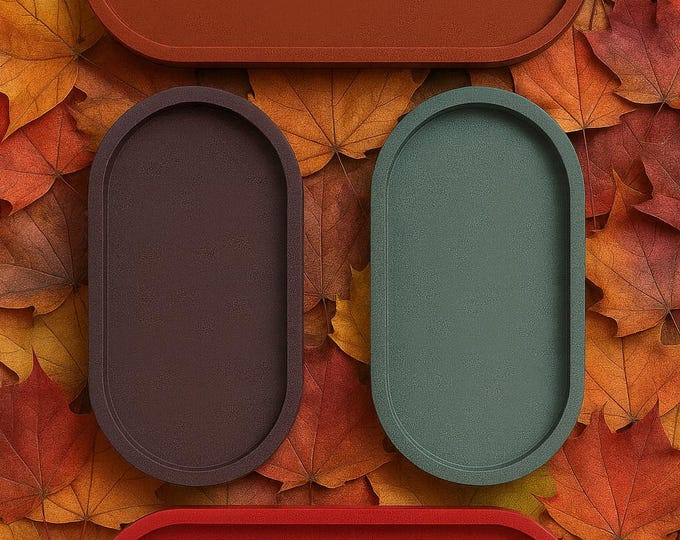 Handmade Concrete Oval Tray: Minimalist Home Decor Organizer