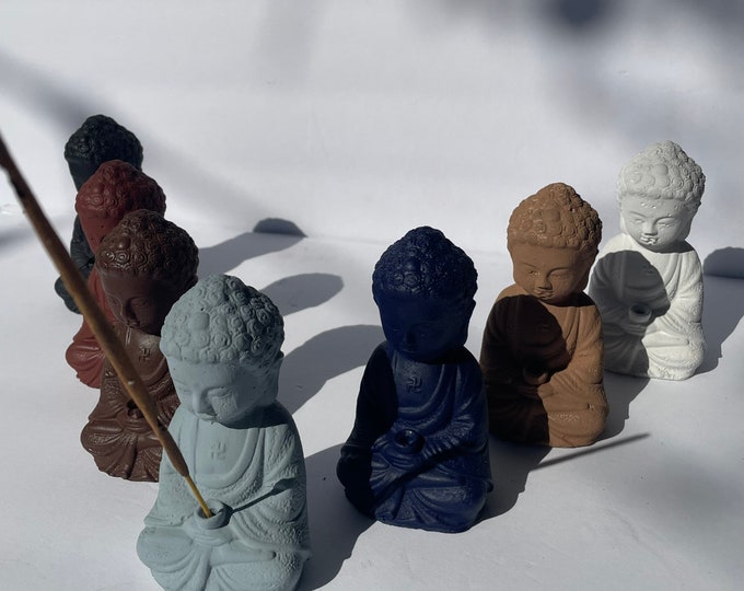 Handmade Ceramic Mini Buddha Incense Holder: Spiritual Decor